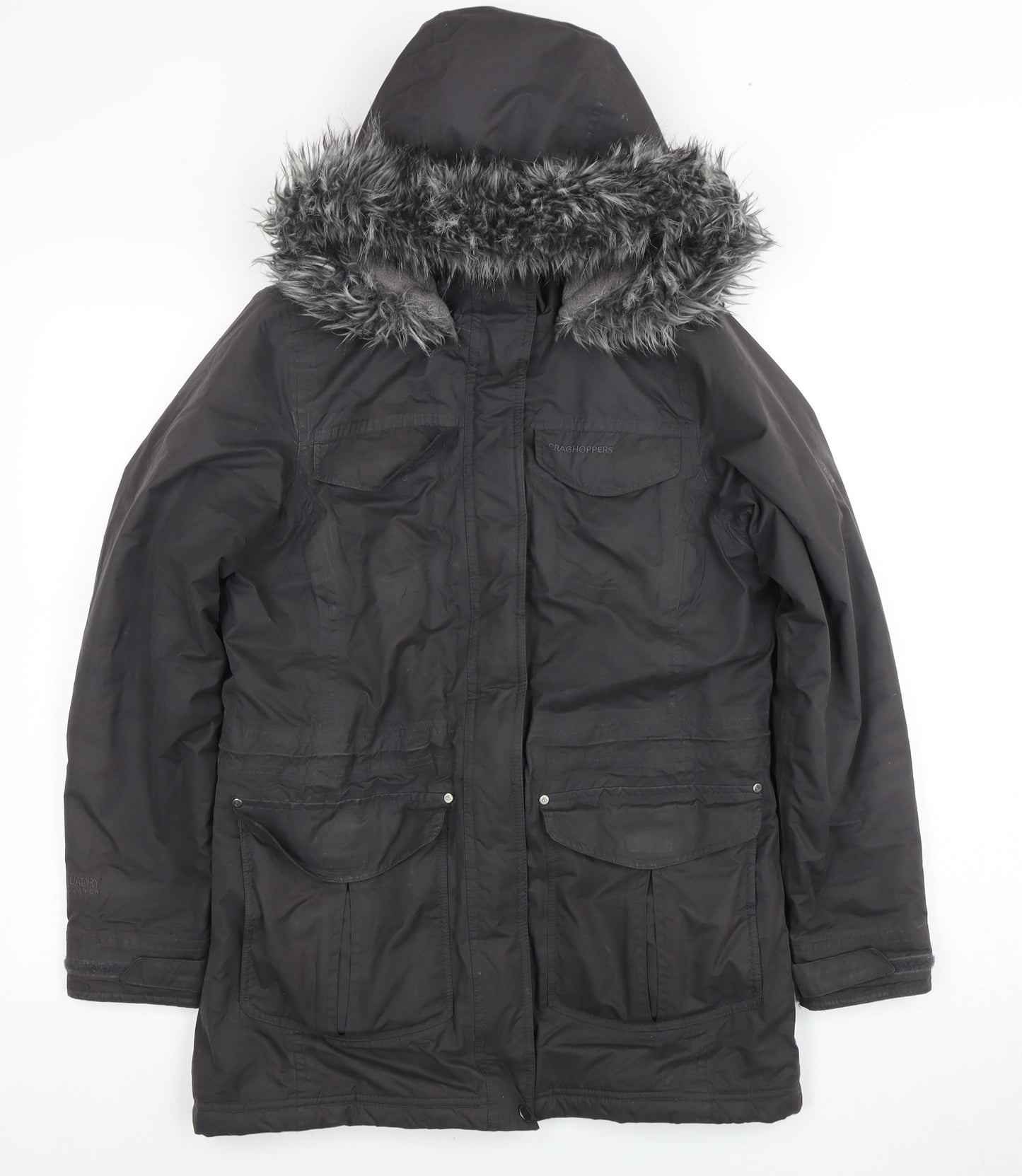 Craghoppers Women's Black Parka Coat Size 8 Winter Hooded