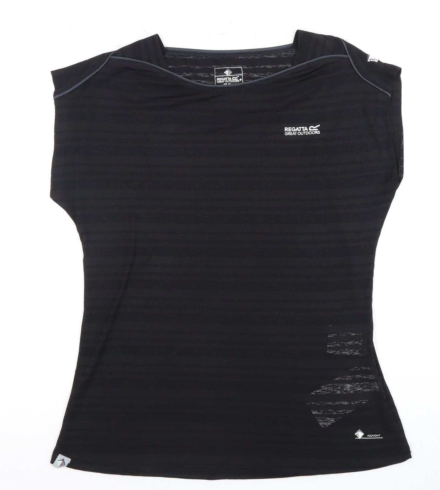 Regatta Women's Black Striped Sleeveless T-Shirt, Size 12