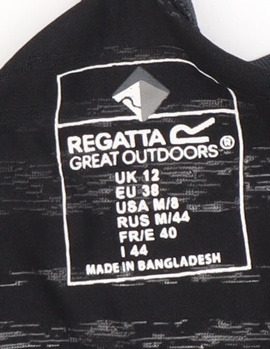 Regatta Women's Black Striped Sleeveless T-Shirt, Size 12