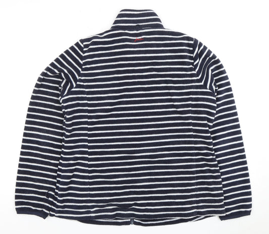 Joules Women's Blue Striped Jacket Size 16 with Full Zip