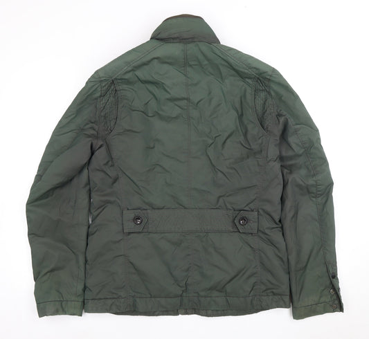 Boss Men's Green Military Jacket, Size 48, Zip Closure