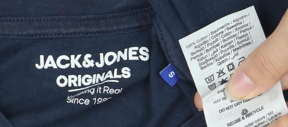 Jack & Jones Men's Blue Graphic Print T-Shirt, Size S