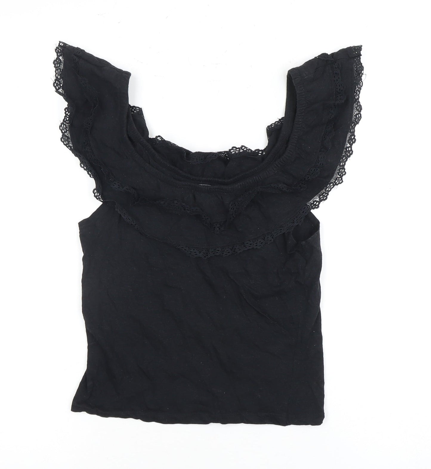 Brave Soul Women's Black Ruffle Accented Top - Size S