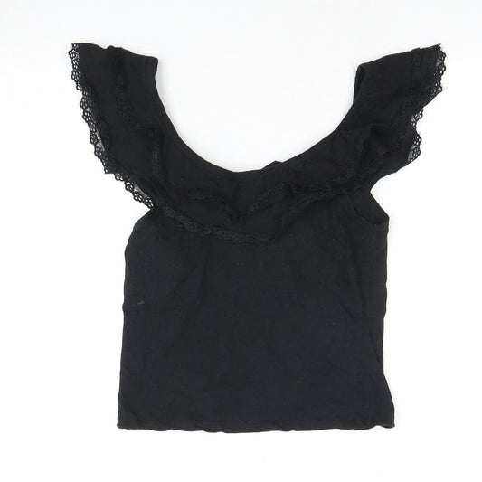 Brave Soul Women's Black Ruffle Accented Top - Size S