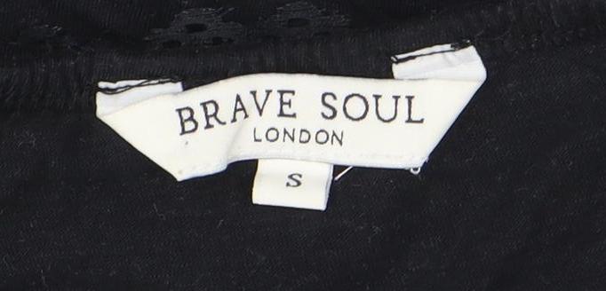 Brave Soul Women's Black Ruffle Accented Top - Size S