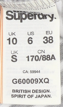 Superdry Women's Grey Blue Striped T-Shirt Size 10