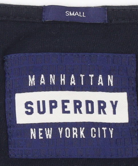 Superdry Women's Grey Blue Striped T-Shirt Size 10