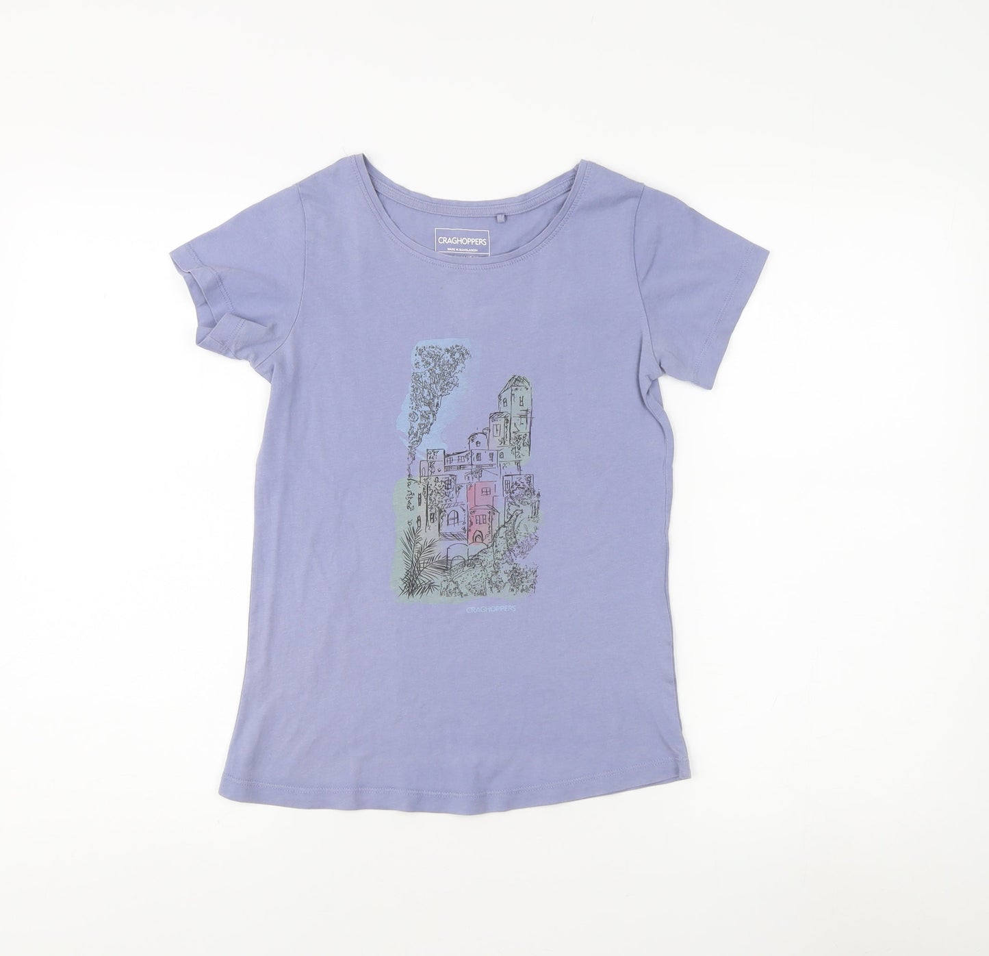 Craghoppers Women's Purple Cotton T-Shirt UK 8 Casual