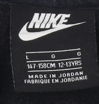Nike Teens Black Pullover Hoodie L with Logo Accents