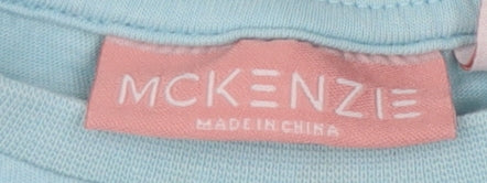Additional view of McKenzie girls’ cropped long sleeve blue cotton top 4-5 years