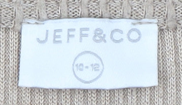 Brand and care label for Jeff & Co Women's Beige Pullover Sweatshirt 10-12