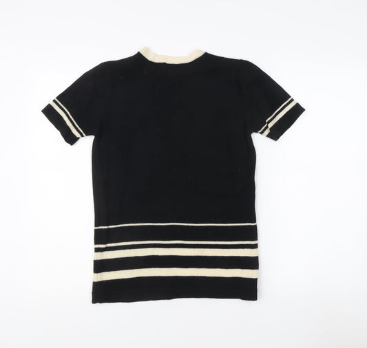 Alexon Women's Black Striped Petite T-Shirt S