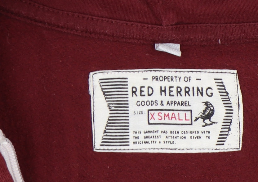 Close-up detail of Red Herring Men's Red XS Full Zip Hoodie