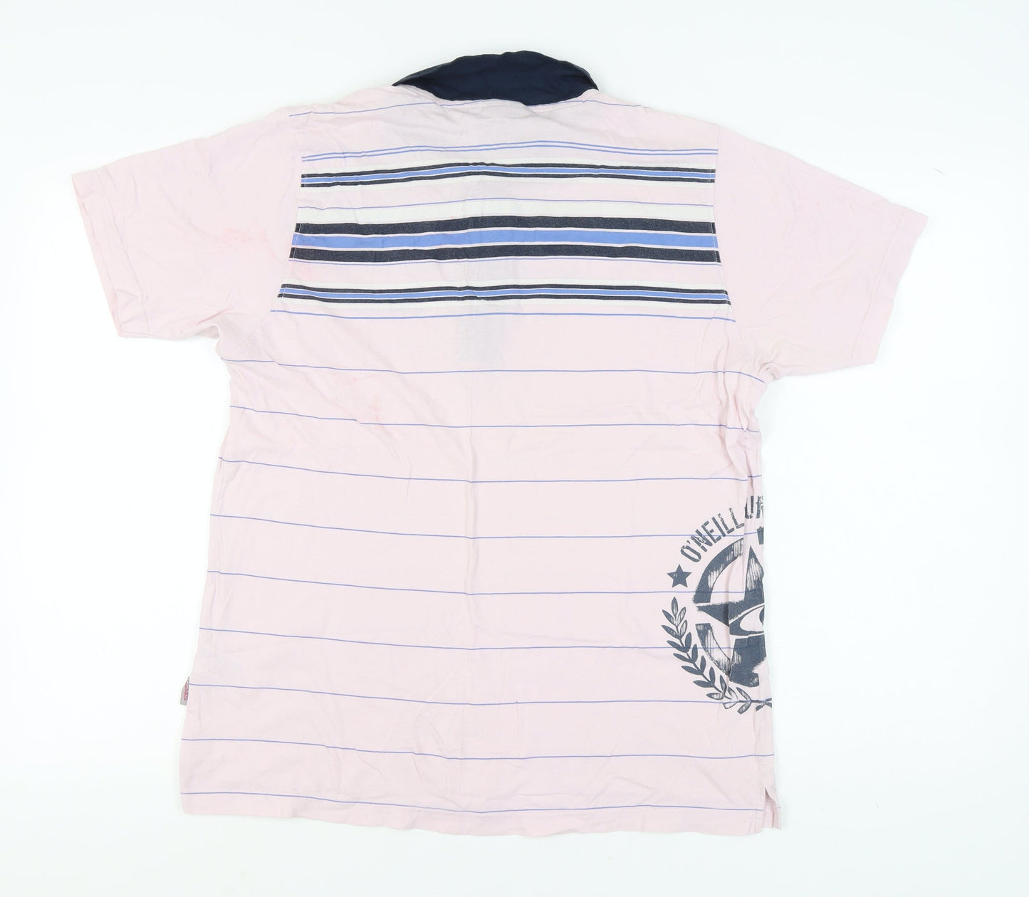 O'Neill Men's Pink Striped Polo Shirt L