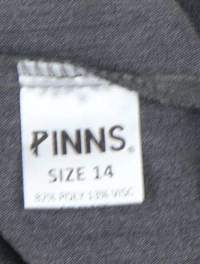 PINNS Women's Grey Straight Leg Trousers Size 14