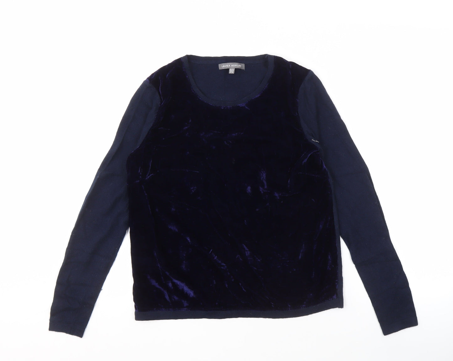 Laura Ashley Women's Blue Velvet Long Sleeve Top