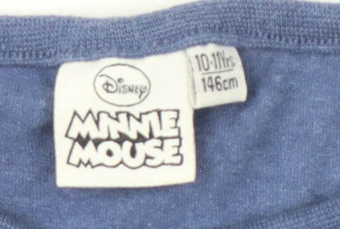 Brand and care label for Disney girls’ blue minnie mouse t-shirt 10-11 years