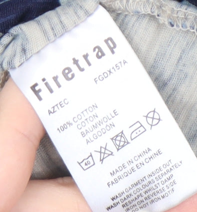 Firetrap Men's Blue Aztec Striped T-Shirt M