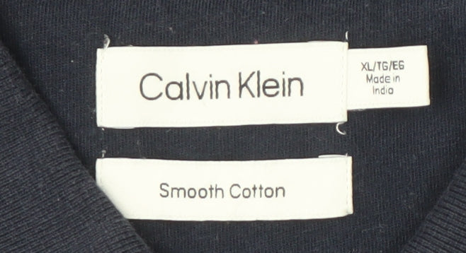 Calvin Klein Men's Blue Polo Shirt XL, Solid, Casual