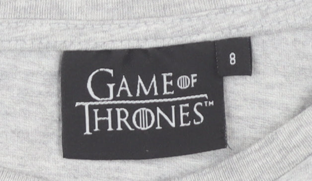 Game of Thrones Women's Grey T-Shirt, Size 8, Sleeveless