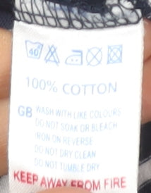 Champion Men's Blue Striped Polo Shirt Small