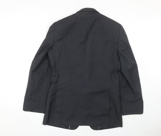 Moss Men's Grey Striped Blazer, Medium Regular Fit