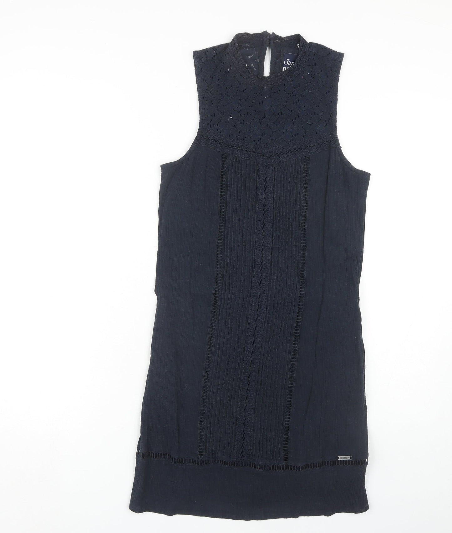 Superdry Women's Blue Sleeveless High Neck Dress S