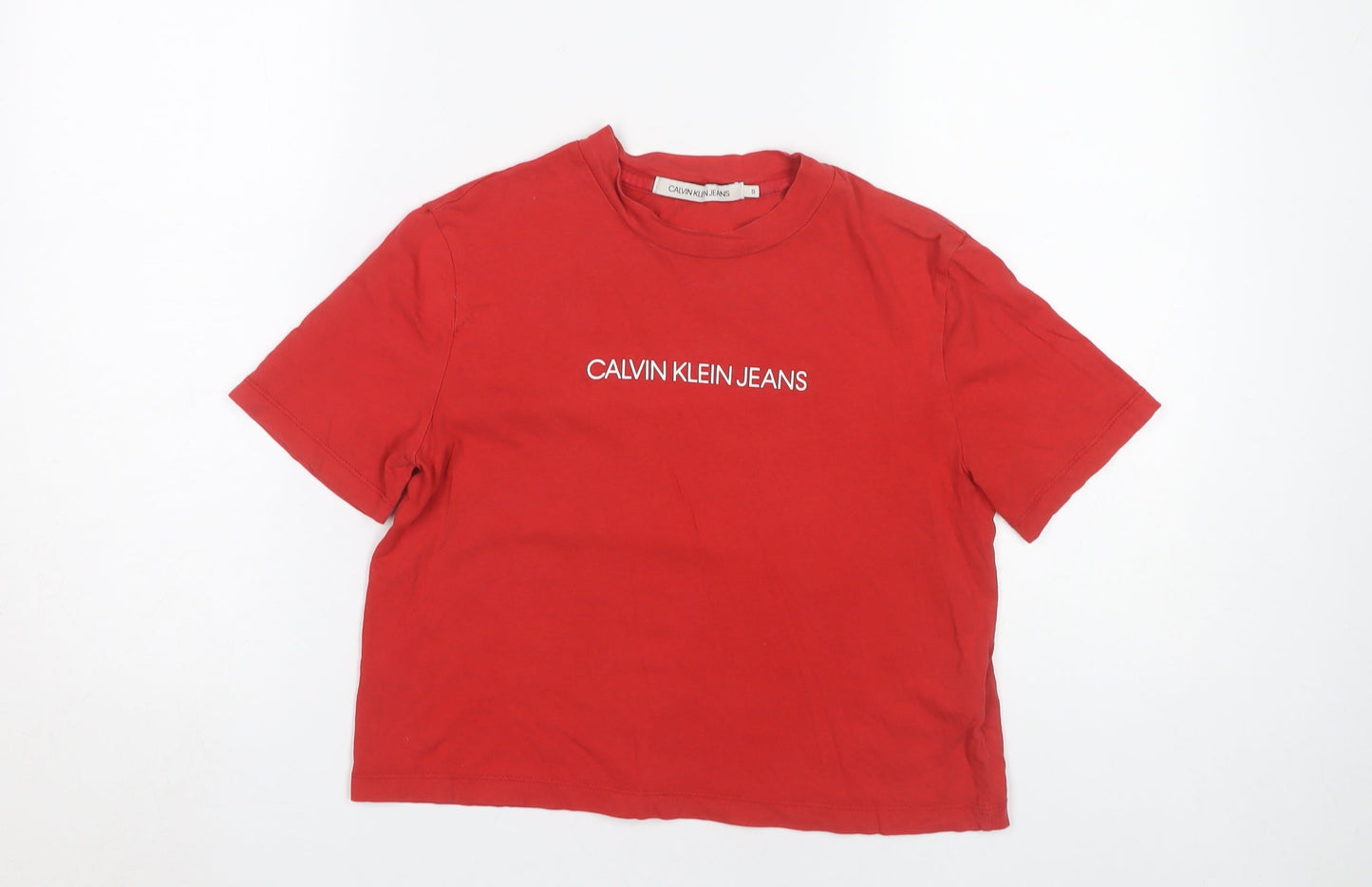 Calvin Klein Jeans Women Red S Cotton T-Shirt