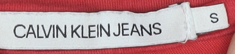 Calvin Klein Jeans Women Red S Cotton T-Shirt