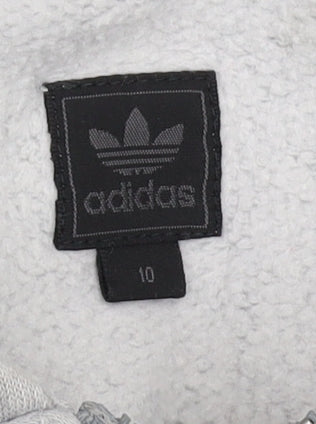 Womens UK 10 Regular adidas Grey Full Zip Hoodie