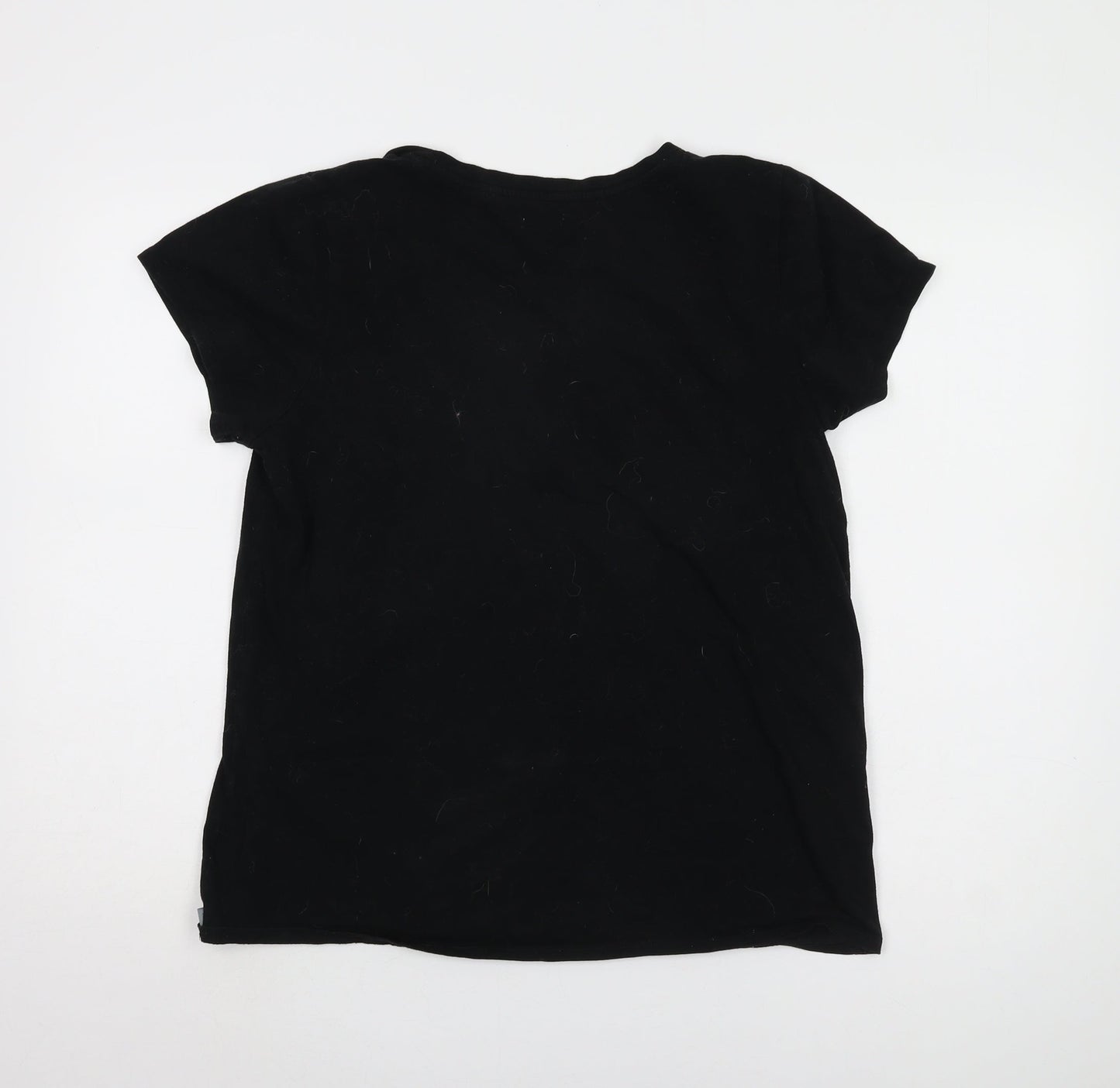 DKNY Women's Black Scoop Neck T-Shirt, Size L, Casual