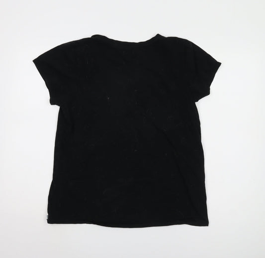 DKNY Women's Black Scoop Neck T-Shirt, Size L, Casual