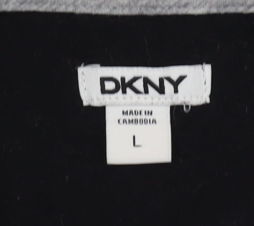 DKNY Women's Black Scoop Neck T-Shirt, Size L, Casual