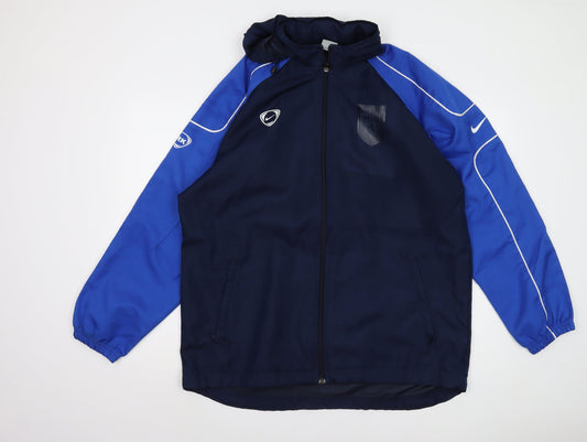Nike Men's Blue Windbreaker Jacket L - Hooded Sportswear