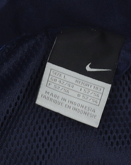 Nike Men's Blue Windbreaker Jacket L - Hooded Sportswear