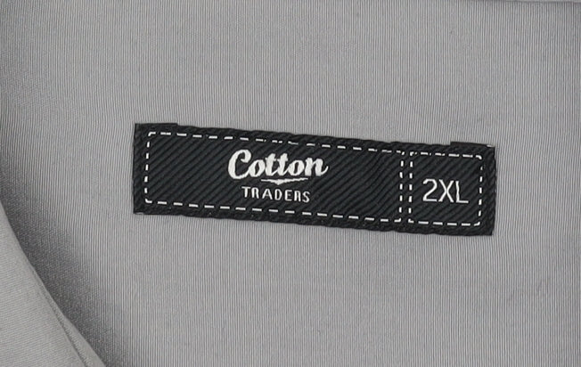 Cotton Traders Men's 2XL Grey Long Sleeve Shirt