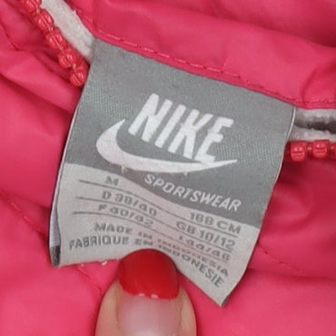 Nike Women's Pink Puffer Jacket Size 10 - Winter Sports Casual
