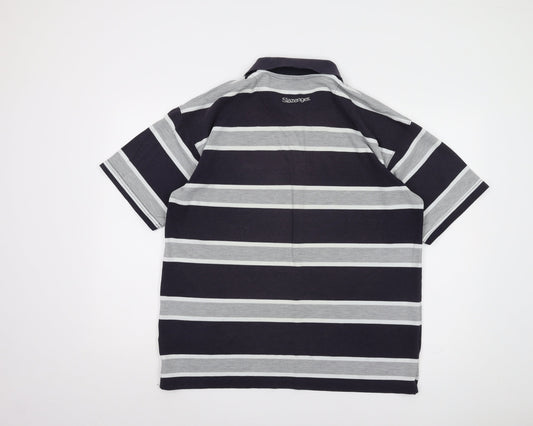 Slazenger Men's Grey Striped Polo Shirt - Size L