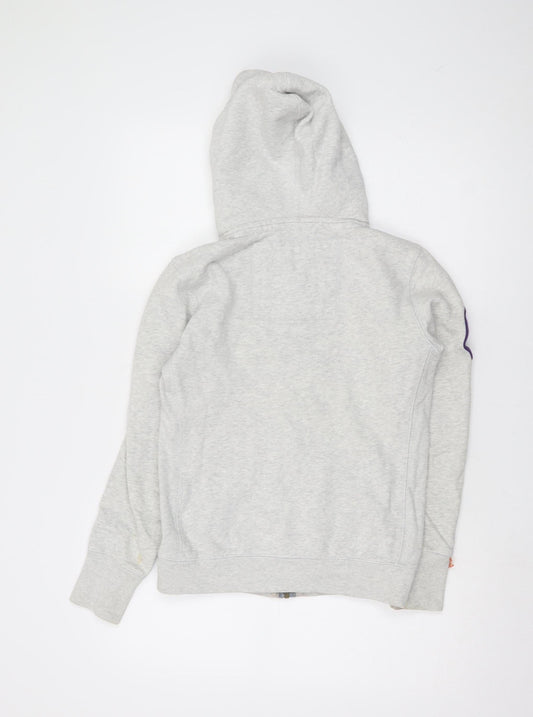Unisex Adults UK S Regular Superdry Grey Full Zip Hoodie