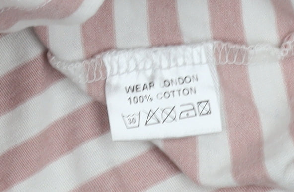 WEAR LONDON Women’s Pink Striped Ringer T-Shirt XL