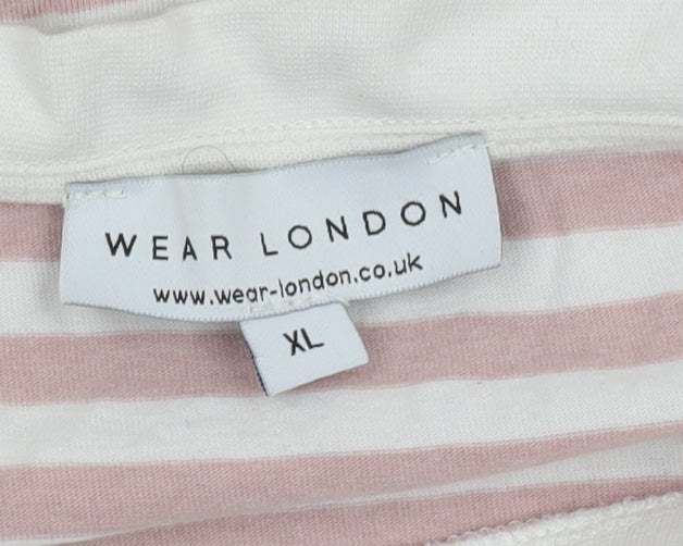 WEAR LONDON Women’s Pink Striped Ringer T-Shirt XL