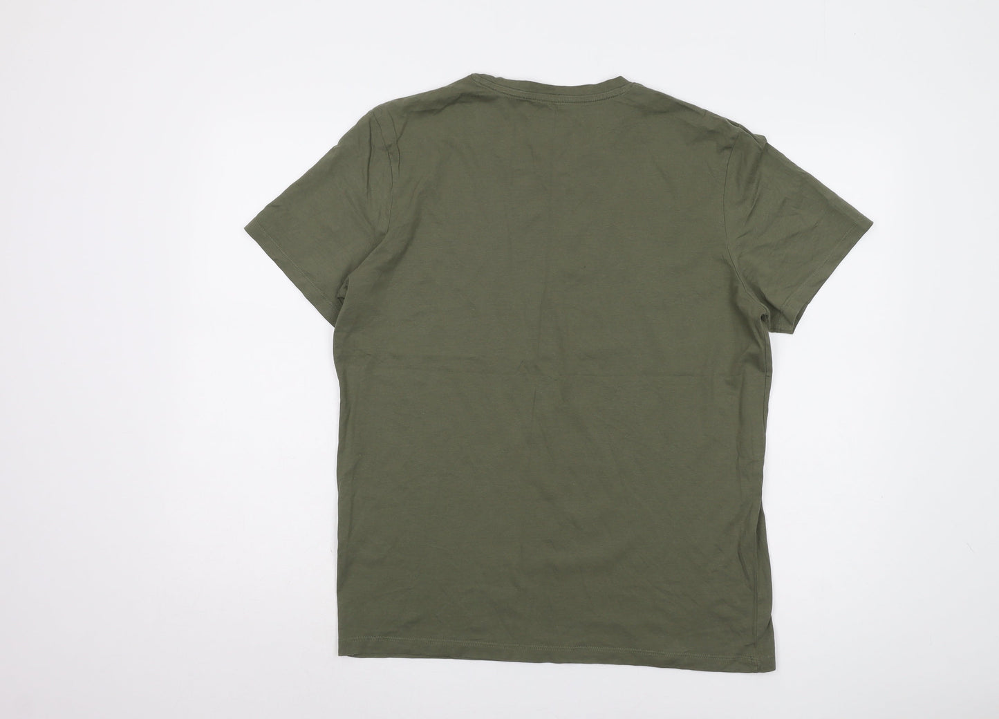 Jack & Jones Men's Green T-Shirt L, Crew Neck