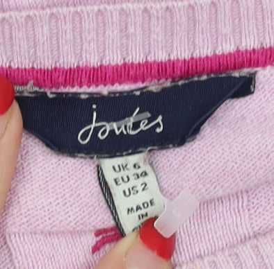 Joules Women’s Pink Embroidered Pullover Jumper Size 6