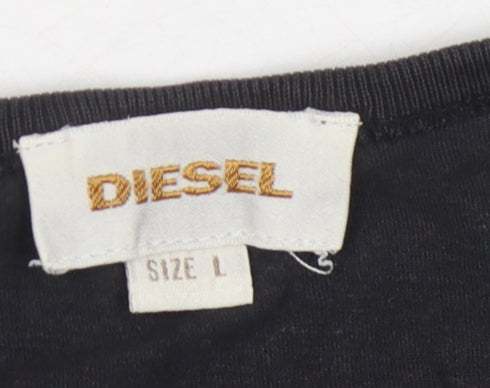 Diesel Men's Black V-Neck T-Shirt Size L