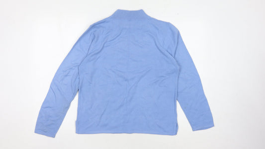 Ann Marie Women's Blue Mock Neck Jumper L Embroidered