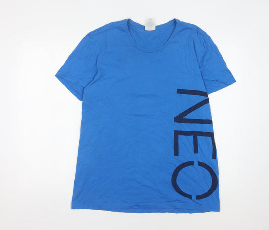 Mens UK Size L adidas Blue Cotton T-Shirt