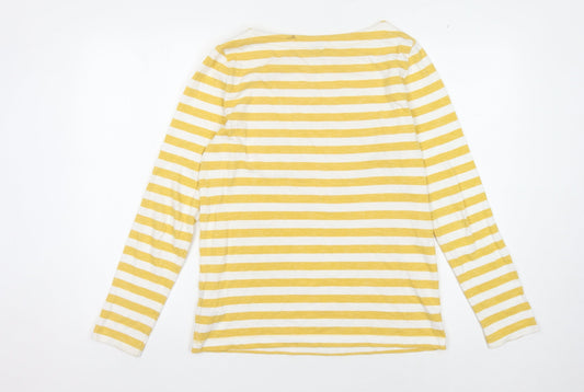 GAP Women's Yellow Striped Boat Neck Long Sleeve T-Shirt