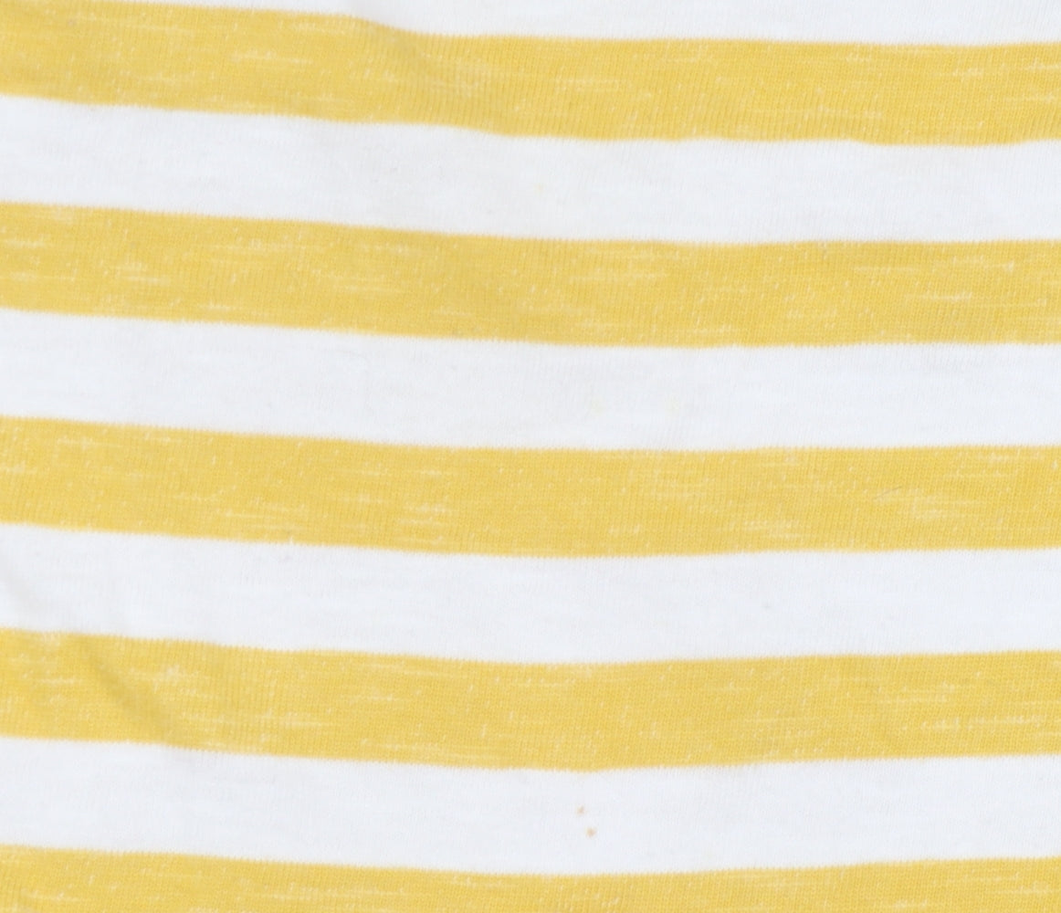 GAP Women's Yellow Striped Boat Neck Long Sleeve T-Shirt