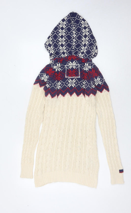 SuperDry Women's Multicoloured V-Neck Pullover Jumper, Size S