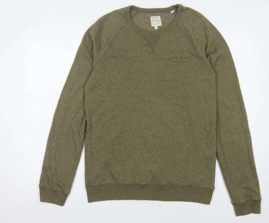 Jack Wills Men's Green Medium Pullover Sweatshirt
